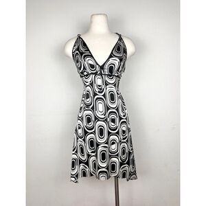 Arden B 90s Y2K 60s Mod Dress Op Art Geometric Silk Blend Racerback Mini Retro 4